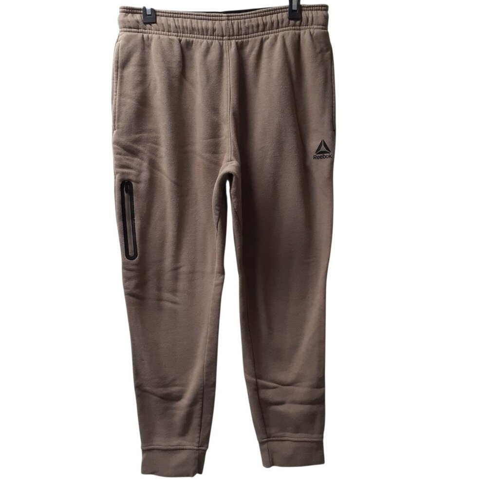 Reebok Momentum Ribbed Cuffed Jogger Pants Mens Size Driftwood Athletic Medium